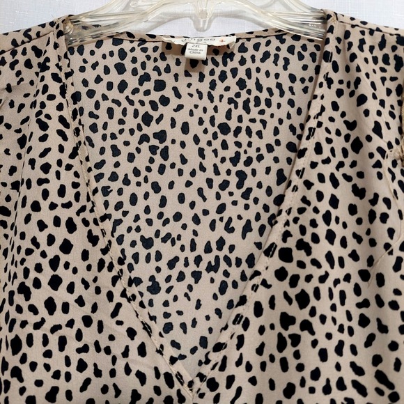 Umgee Womens 2XL Animal Print Babydoll Dress High Low Hem Balloon Sleeve Tan - Picture 6 of 10